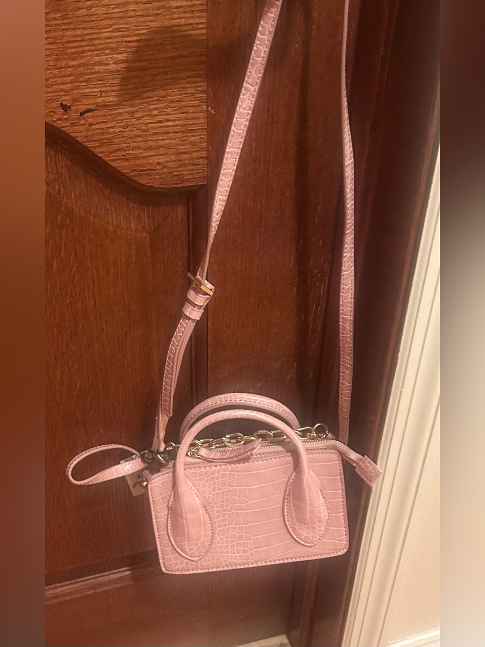 NWT Zara Alligator Mini Pink Bag
